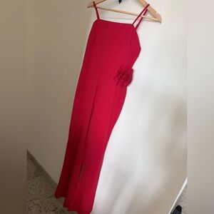 Elegant Red Jumpsuit with Floral Detail